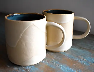 Buy Pottery Mugs-Pair Of Stoneware Handthrown And Decorated • 16£