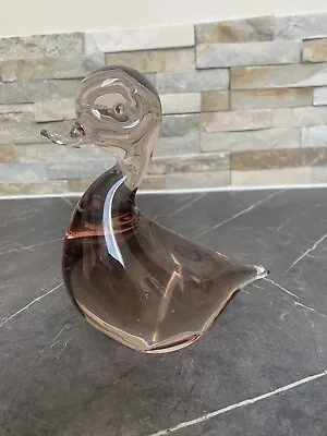 Buy Vintage Wedgwood Smoked Solid Glass Duck Ornament Paperweight 6” Tall • 16.99£