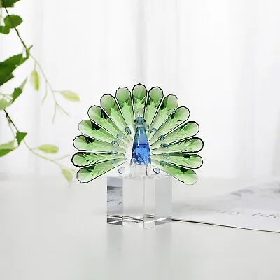 Buy Crystal Peacock Figurine Collectible Glass Art Animal Ornament Wedding Gift • 22.79£