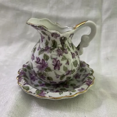Buy Royal Chintz 2179 Creamer And Saucer Floral Pattern With Violets And Gold Trim • 12.30£
