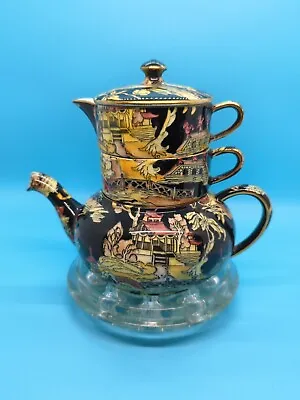 Buy Royal Winton Black Grimwades Pekin Pattern Stacking Teapot Rare Item • 472.30£