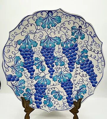 Buy Vintage 12” Turkish Kutahya Art Pottery Plate Charger Cobalt Blue Turquoise • 56.70£