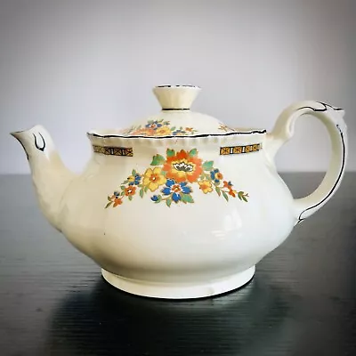 Buy Art Deco Floral & Pastel Yellow Teapot - Grindley England C.1930s • 10£