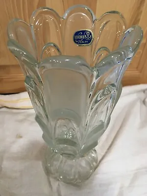 Buy Bohemian Crystal Vase Scalloped Clear And Frosted Vintage-WW Ship • 5.76£