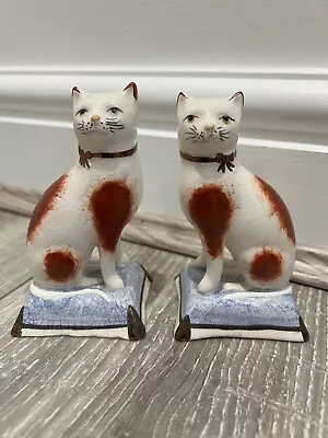 Buy Pair Of Antique Miniature Staffordshire Ware Kent Cats • 50£