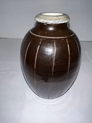 Buy SIGNED THROWN ART POTTERY BUD VASE BROWN Heavy WARE SIGNED Unique • 11.21£