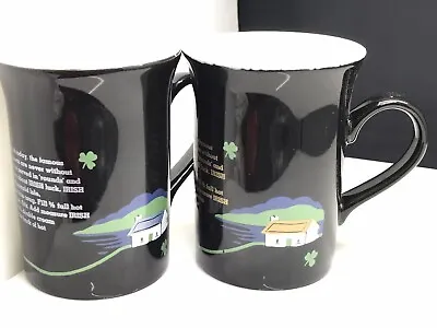 Buy Vintage Kiln Craft Pair 2 Coffee Mugs Cups Retro Irish Coffee Gold Black Gift • 4.99£