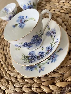 Buy Adderley Corn Flower Pattern Tea Set, Five Pieces: Cup,Saucer,Tea Plate,Jug,Bowl • 19.99£
