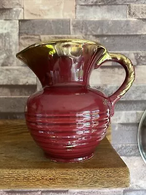 Buy Vintage Keramik German Pottery Jug 4.5 Inch 328/72 Red With Atomic Star Pattern • 5.99£