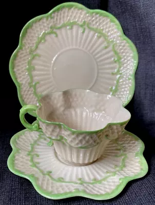 Buy Irish Belleek Erne Cup Saucer And Plate  Second  Black Mark Period  1891 1926 • 95£