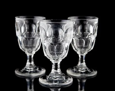 Buy Antique EAPG Flint Glass Goblets Set Of 3 Thumbprint Ashburton Pattern • 62.63£