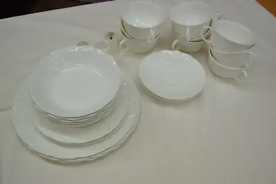 Buy Wedgwood Countryware White Bone China Leaf Pattern 27 Piece Dining Set #WAL • 69.99£