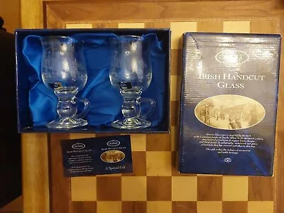 Buy Boxed DUISKE Irish Handcut Glass 2 Irish Coffee Glasses Etched Fitzgerald's Pub • 19.99£
