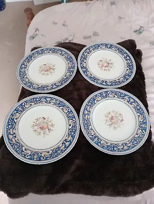 Buy 4X Wedgewood Blue Florentine W1079 Floral Pattern Dinner Plates. • 18£
