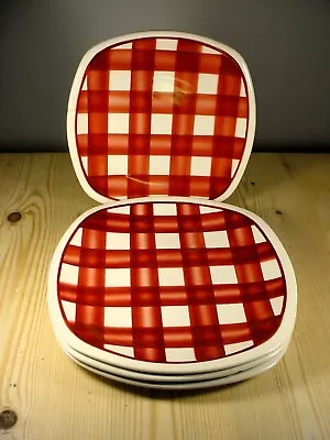 Buy T.G. Green Patio Gingham FOUR Burgundy Red Plates (af) • 9.99£