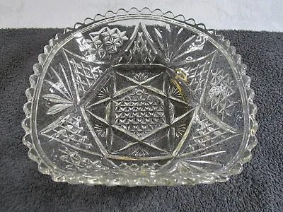 Buy Lovely Vintage Square Glass 1.5 Pint Trifle Bowl / Jelly Dish With Pretty Design • 4.46£