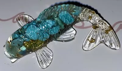 Buy 6cm Chinese Lucky Fish - Crystal Turquoise Resin Home Decor Ornament • 4.99£