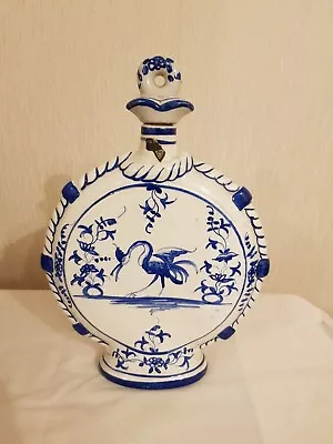 Buy 1920s Ceramic Liqueur/Brandy Bottle In Delft Style Blue & White • 36£