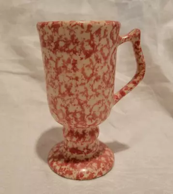 Buy Red Pink Henn Spongeware Footed Pedestal IRISH Coffee Tea Cup Mug • 16.78£