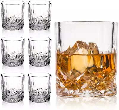 Buy Crystal Double Old Fashioned Whiskey Glasses Scotch Lead Free Bar Glass Set Of 6 • 31.73£