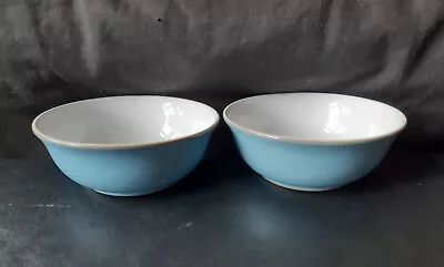 Buy Denby Colonial Blue 2x Cereal Dessert Bowls  Made In England Stoneware VGC • 18.95£