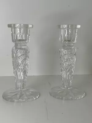 Buy Vintage Lead Crystal Pair Of Candle Holders 15.5 Cm • 16.99£