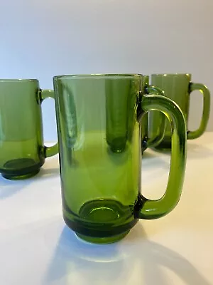 Buy Vintage Hazel Atlas Avocado Green Glass Mugs 5.5” H X 2.75  DIA - Set Of 4 • 14.22£