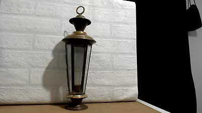Buy Antique Brass Lantern Candle Holder Glass Panels 6 Sided 17.5in Tall • 10£