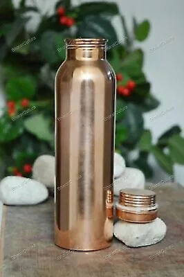 Buy 700 Ml Pure Copper Bedroom Bottle With Inbuilt Glass Copper Vessel For Drinking • 20.81£