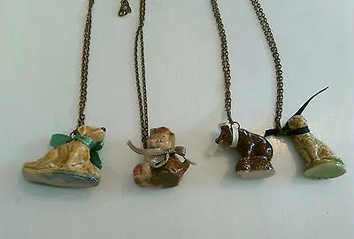 Buy WADE CHINA WHIMSEY NECKLACE X4  COLLECTABLE DOG CAT BROWN CIRCUS BEAR TIGER • 6.99£