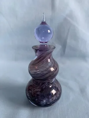 Buy Vintage Hand Made Caithness Glass Perfume Bottle Flask With Stopper Purple Swirl • 20£