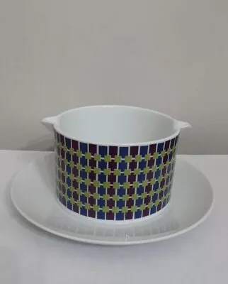 Buy ISIS By Rosenthal Gravy Boat Geometric Purple Green Attached Underplate Germany • 37.40£