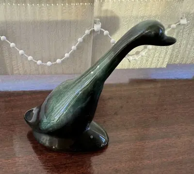 Buy Large Vintage Blue Mountain Pottery Duck Sculpture In Green Drip Glaze • 5£