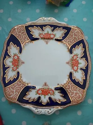 Buy Vintage Royal Albert Plate ROYALTY Crown Bone China Square Cake Plate Blue Orang • 5.99£