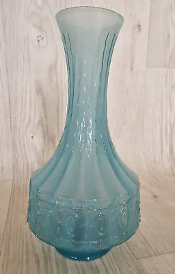 Buy Vintage Empoli Style Italy Powder Blue  Art Glass Fluted Vase Decorative Vessel • 21£