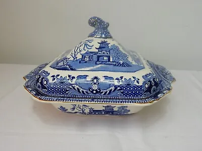 Buy Burleigh Ware Willow Square Tureen With Lid Gilt Edged  Circa 1930's Lot B • 19.99£