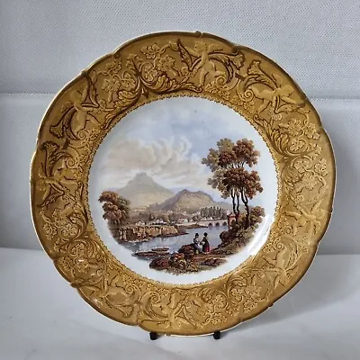 Buy PRATTWARE YELLOW RIM Plate Vintage Victorian Antique River Scene Serving Plate • 14.95£