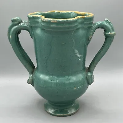 Buy Vintage Turquoise Italian Pottery Vase With Handles 6” Tall • 36.98£