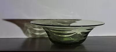 Buy Whitefriars Spiral Wave Ribbed Sea Green Glass Bowl 1940s Vintage  • 23£