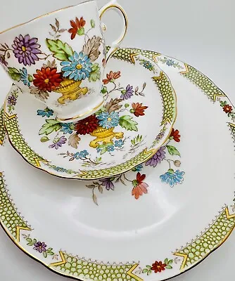Buy Vintage Tuscan England Painted Mum Floral Pot Cup, Saucer & Plate Trio; Teacup • 37.91£