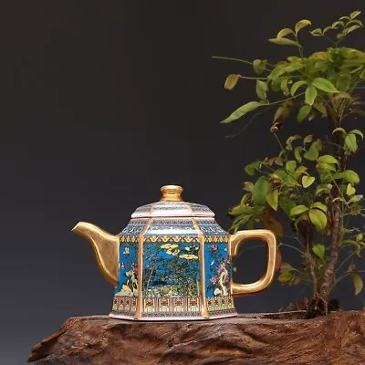 Buy Beautiful Qing Dynasty Style Blue Chinese Teapot With Qianlong Enamel • 56.99£