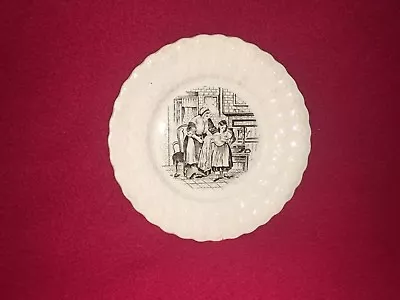 Buy Staffordshire Childrens Plate Brown Transfer Mother With Child Holding Baby 1840 • 81.52£