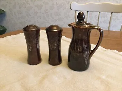 Buy Vintage Kernewek Cornish Pottery Honeycomb Salt And Pepper Pots Vinegar Jug • 18£