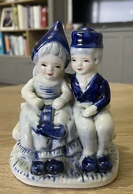 Buy Vintage Delf Stamped Blue & White Dutch Couple On Bench Dutch Colonial Pottery • 9.95£