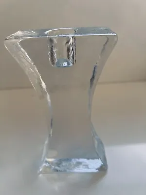 Buy Beautiful Blenko Candle Stick Holder Handmade Glass Ice Cube Clear 14 Cm Tall • 29£