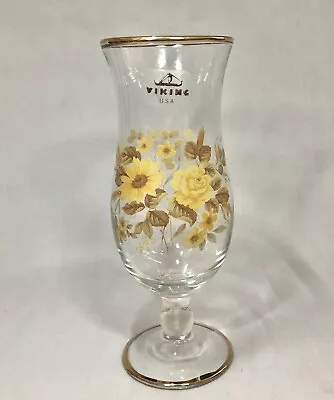 Buy Vintage Viking Glass Bohemian Roses Pedestal Hurricane Vase • 18£