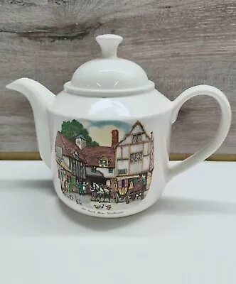 Buy Wade Irish Pottery Teapot & Lid 'Old Coach House Woolhampton' Vintage Graphic • 29.99£