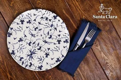 Buy 4X SANTA CLARA Stoneware Embossed PASTA BOWLS Deep Dinner Plates Blue TUILE Oc • 10.99£
