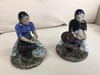 Buy Isle Of Lewis Coll Pottery Spinning Lady & Fishwoman Figurines • 40£