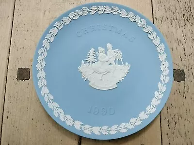 Buy Wedgwood Blue Jasperware Plate Christmas 1990 Ice Skating • 5£